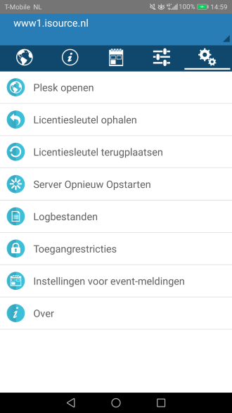 Plesk Mobile app plesk beheer